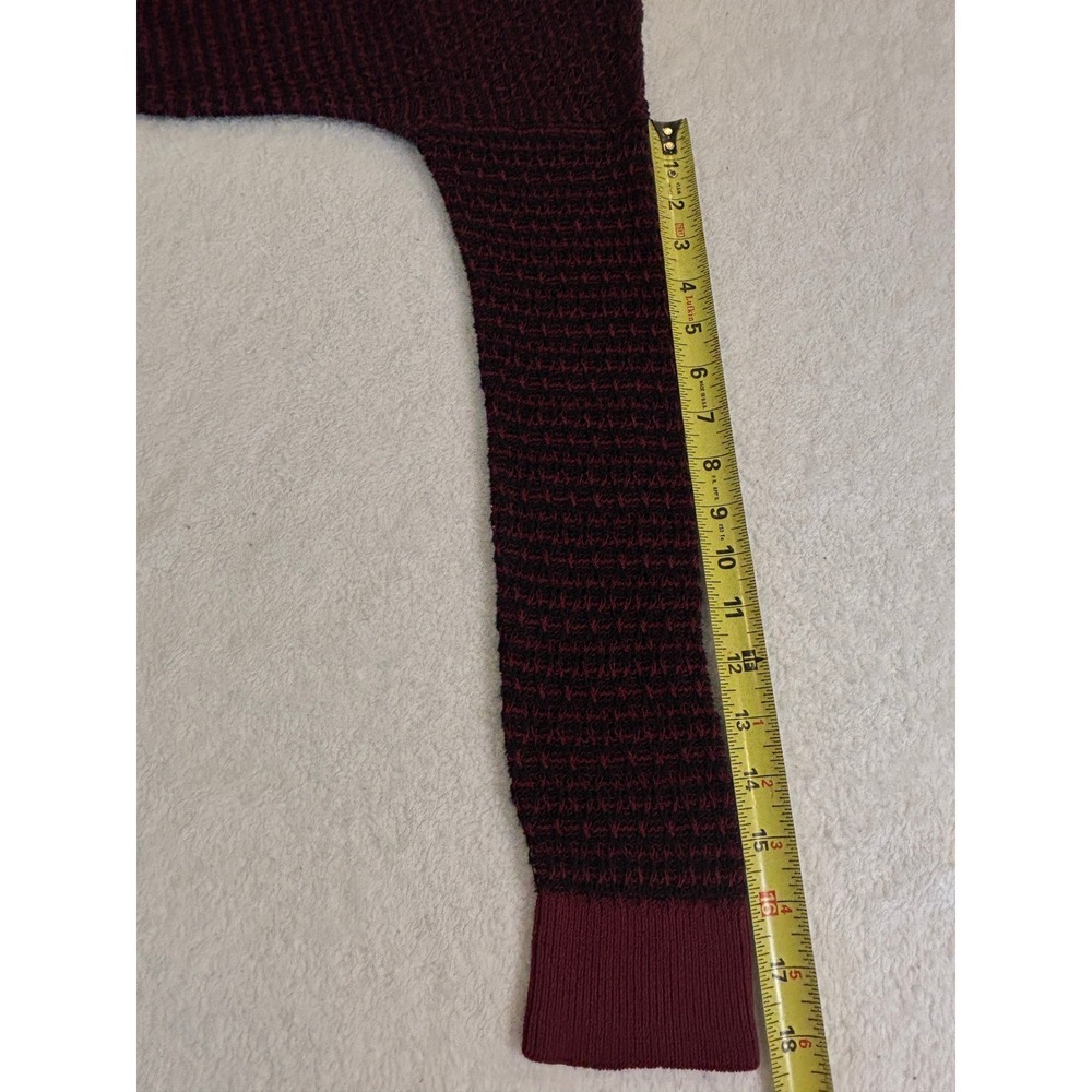 Ann Taylor Loft Womens Burgundy Black Textured Knit Long Sleeve Sweater Large - Picture 5 of 5